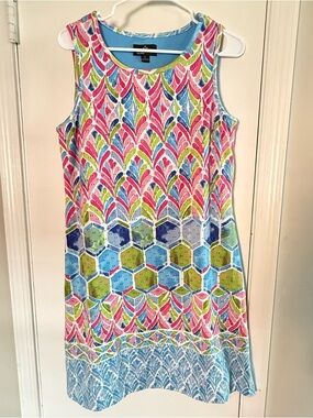 Ronni Nicole Sleeveless Shift Dress in Pink, Blue, Green, White Size L